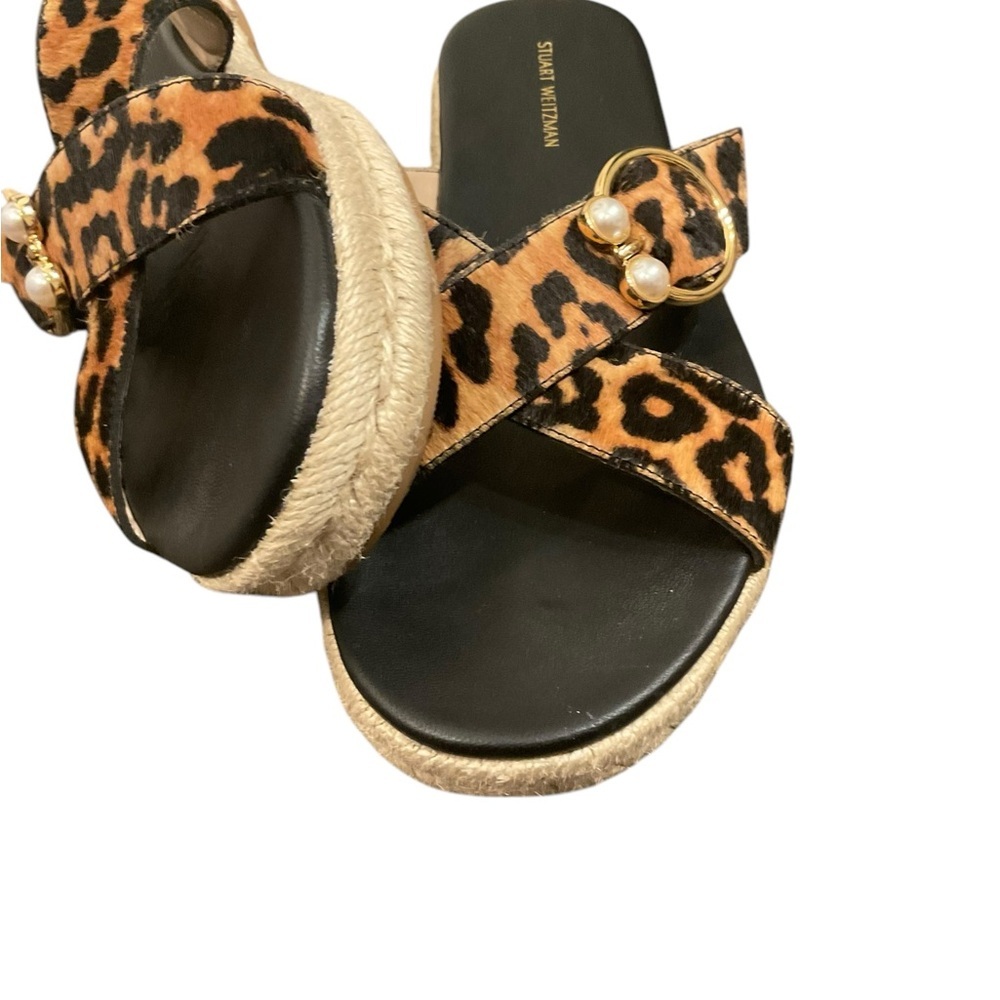 Stuart Weitzman Women’s Ponyhair Animal Print Espadrilles Flat Women's Size: 8.5 - Picture 6 of 10